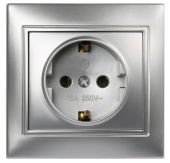 Розетка 1м Smartbuy Венера c.з серебро арт.SBE-01s-16-S1-Z-c
