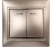Выключатель 2кл Smartbuy Венера с подстветкой шампань арт.SBE-01c-10-SW2-1-c