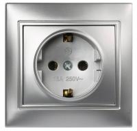 Розетка 1м Smartbuy Венера c.з серебро арт.SBE-01s-16-S1-Z-c