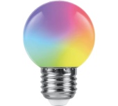 Лампа светодиодная Feron 1вт Е27 G45 RGB арт.38116