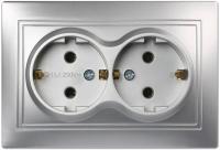 Розетка 2м Smartbuy Венера c.з серебро арт.SBE-01s-16-S2-Z-c