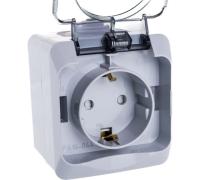 Розетка 1м с.з серый с крышкой Этюд Schneide арт. РА16-044С