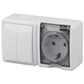 Блок роз. 1м с.з +выкл. 2кл белый IP54 Эксперт Эра арт. 11-7402-01