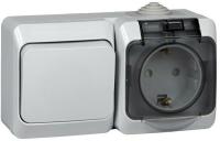 БЛОК серый Этюд Schneider евророз.+1кл. выкл. один.защ.шторки арт.ВРА16-241С