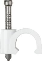 Скоба для кабеля  7мм круглая белая Амего уп 50шт арт.60307